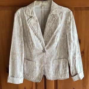 Vintage Coldwater Creek cotton blazer, taupe/white, size 10.
